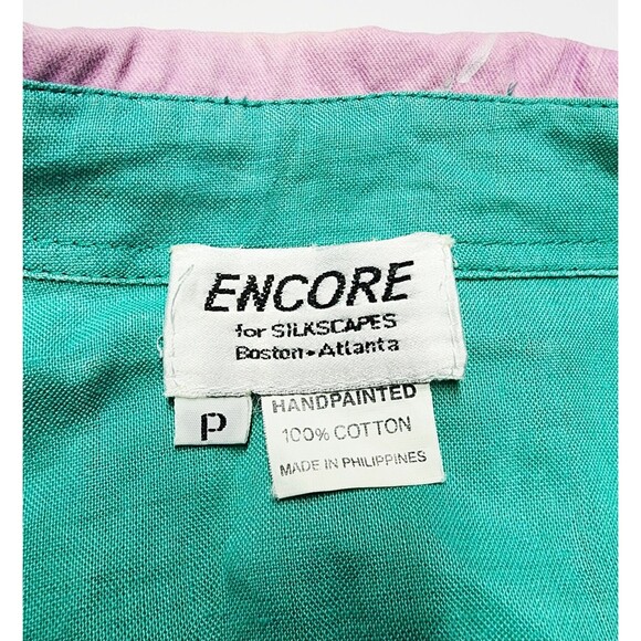 VTG 80s Encore By Silkscapes Hand Painted Tennis Button Up Shacket Size Small P - Picture 3 of 15